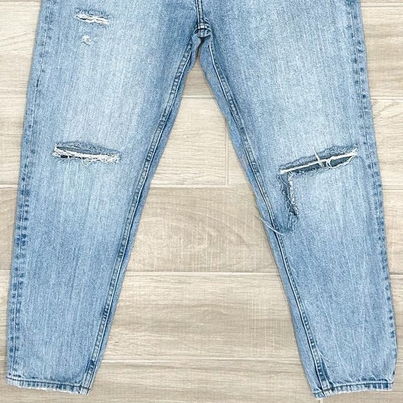 Zara High-Rise Rigid Distressed Denim Mom Jeans Light Wash Denim Women’s Size 6 - Picture 4 of 15